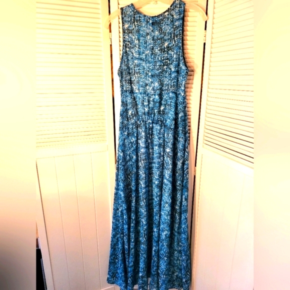 DEREK LAM FOR DESIGN NATION BLUE / ARMIDILLO  PRINT SLEEVELESS MAXI DRESS SZM - Picture 4 of 9